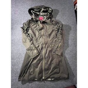 Ciao Milano Jacket Womens Small Green Full Zip Hoodie Ruffled Sleeves